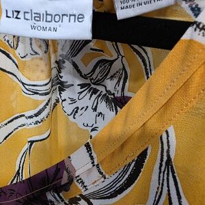 Liz Claiborne Yellow and Purple Floral Blouse